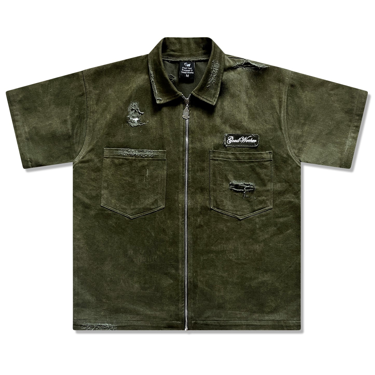 Pray Harder Worker Tee - Olive