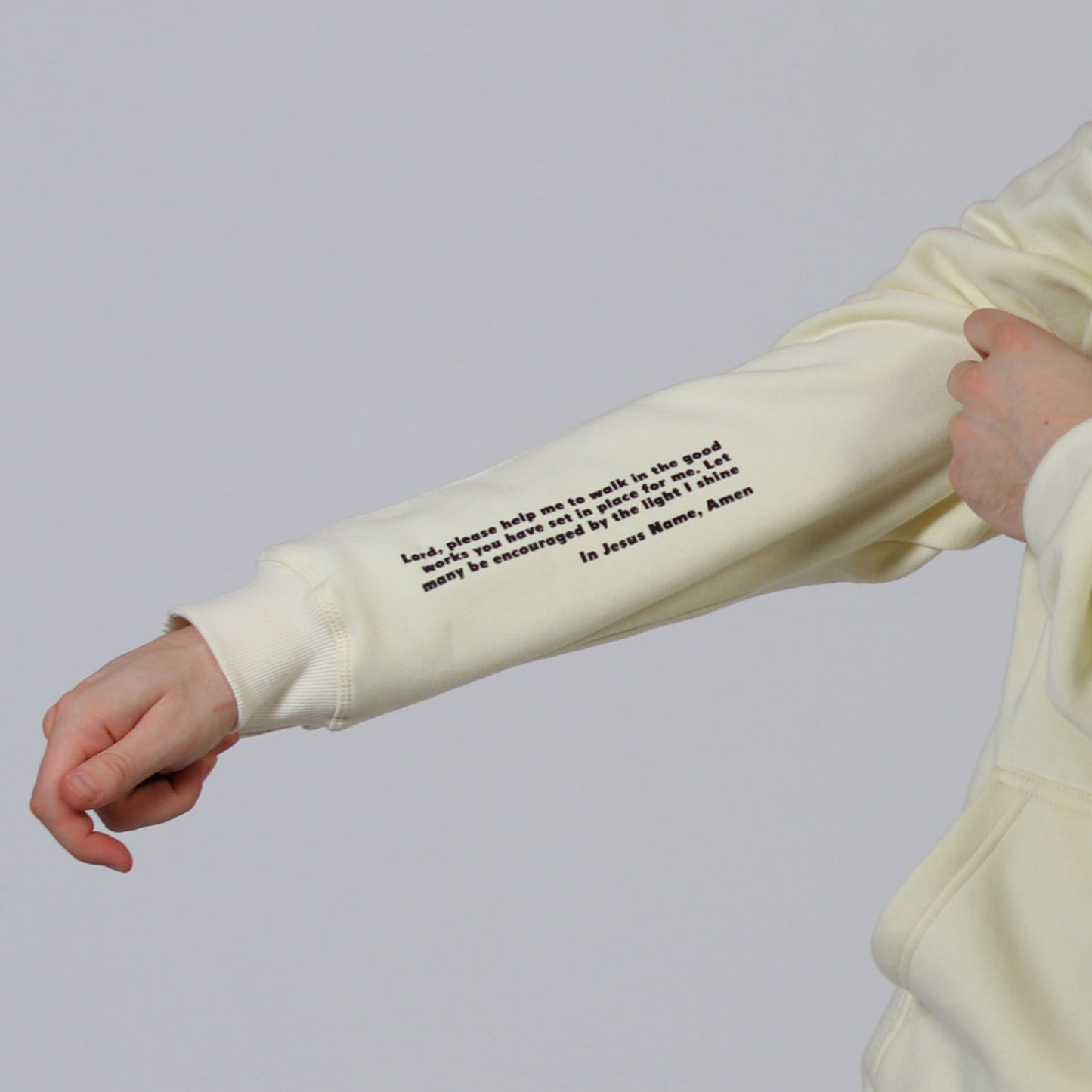 Sleeve prayer made for this hoodie cream
